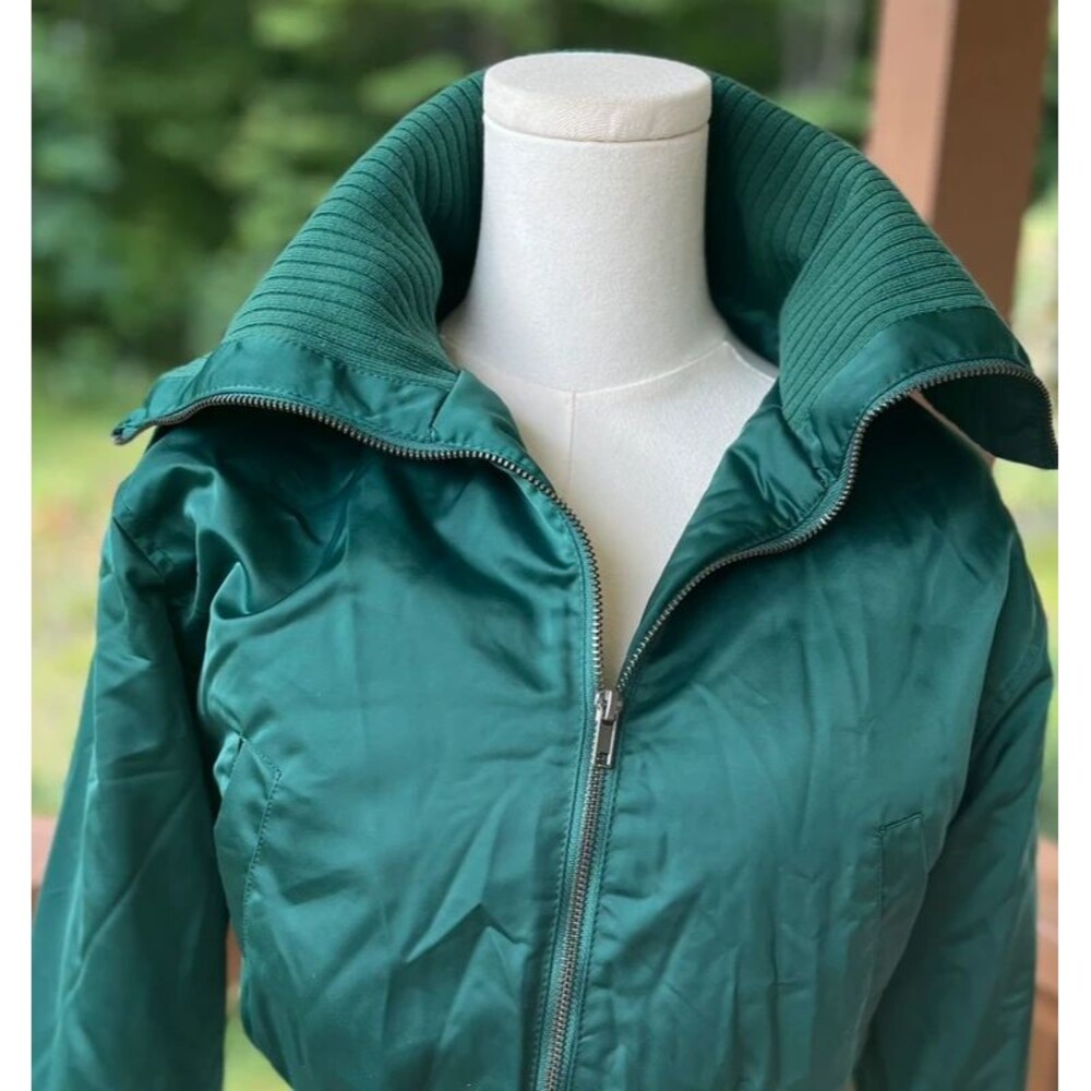 NWT Wild Fable Emerald Green Cropped Bomber Jacket | Statement Collar | XXS